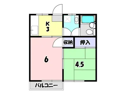 ウエストランド(2K/1階)の間取り写真