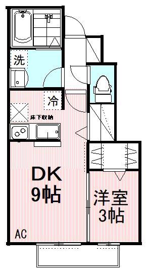 ヴィラージュ国立(1DK/1階)の間取り写真