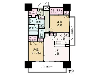 カサーレ梅田プレミア(2LDK/7階)の間取り写真