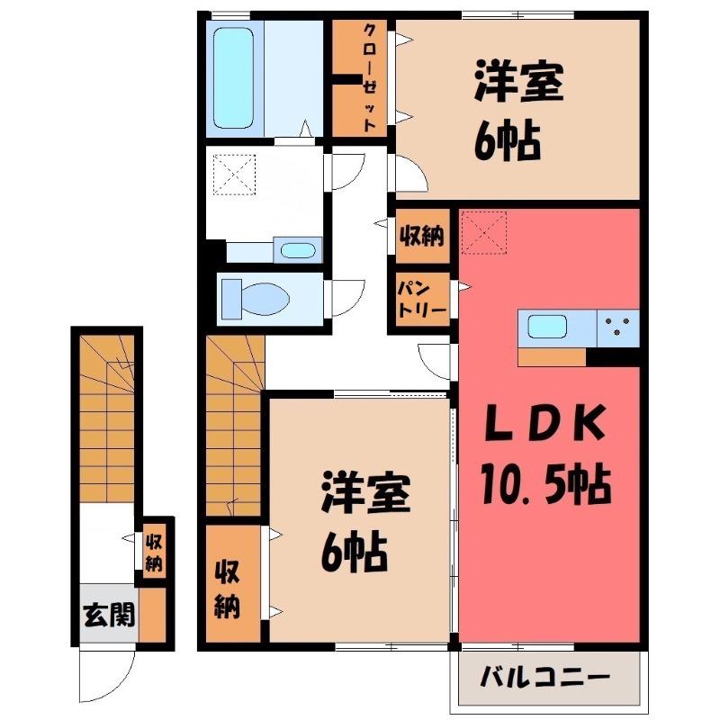 ブレシアカツラII(2LDK/2階)の間取り写真