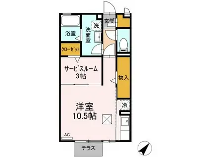 レセンテ鶴が沢II(ワンルーム/1階)の間取り写真