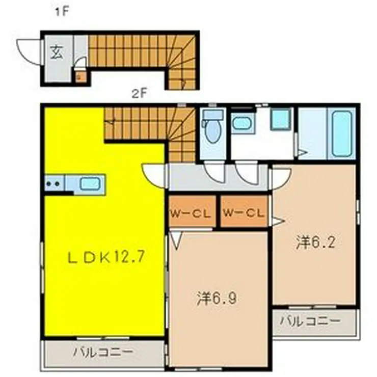 アムール カトレアヒルズ 2階階 間取り