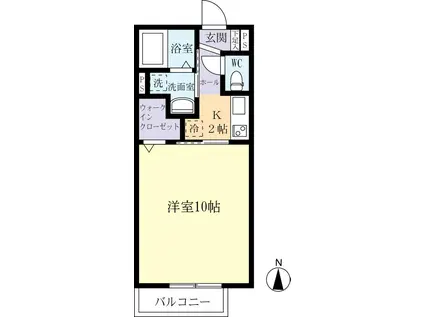 ハイツ広葉杉 II(1K/1階)の間取り写真