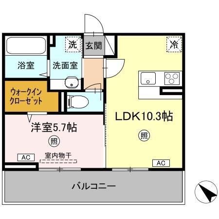 TSコート広崎(1LDK/2階)の間取り写真