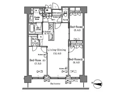 パークアクシス辰巳ステージ(3LDK/9階)の間取り写真