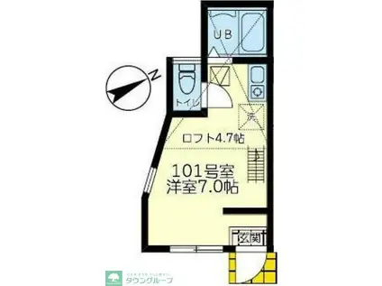 ユナイト新町ファンタジスタ(ワンルーム/1階)の間取り写真