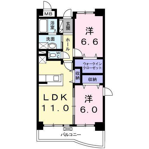 ブライトエステート(2LDK/4階)の間取り写真
