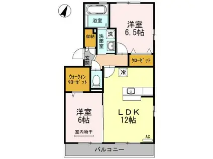 マインパレスII A・B棟(2LDK/3階)の間取り写真