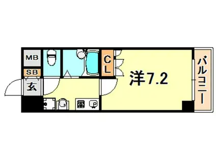 エスポワール三宮パートⅡ(1K/8階)の間取り写真