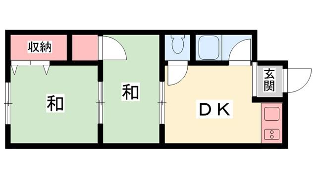 望月荘(2DK/1階)の間取り写真