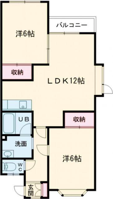 メゾン・ド・クイーン(2LDK/1階)の間取り写真