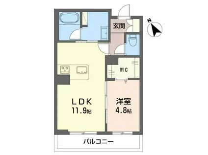 ツヴェルフII(1LDK/3階)の間取り写真