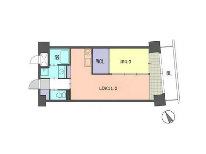 レジデンス住吉(1LDK/5階)の間取り写真