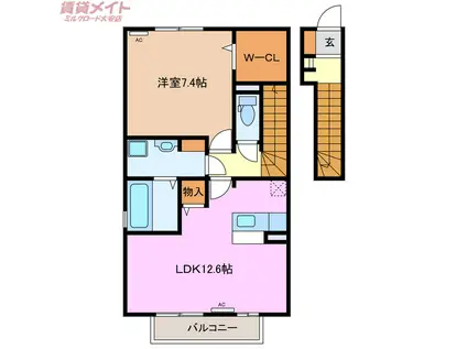 ルミエール(1LDK/2階)の間取り写真