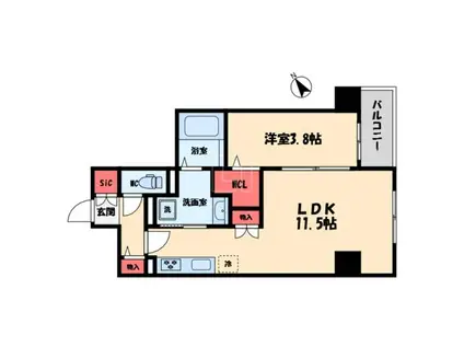 LAMAISONVERTE(1LDK/8階)の間取り写真