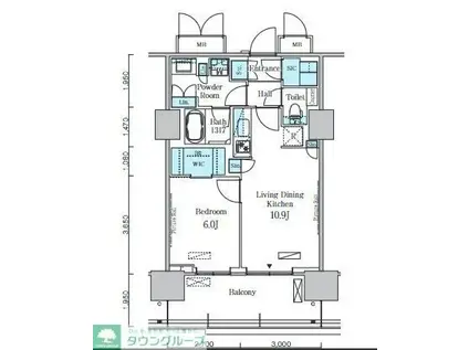 HARUMI FLAG PORT VILLAGE C棟(1LDK/13階)の間取り写真