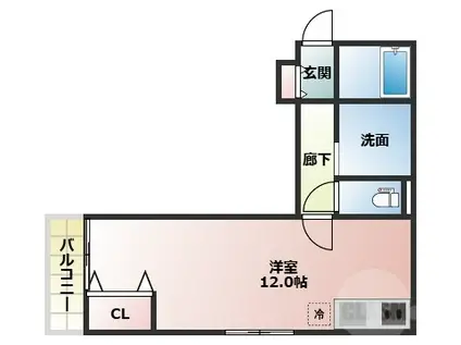 PARK HOKULEA(ワンルーム/1階)の間取り写真