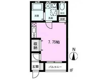 HABITATION(1K/1階)の間取り写真