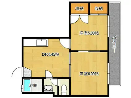 第88東白島ビル(1K/6階)の間取り写真