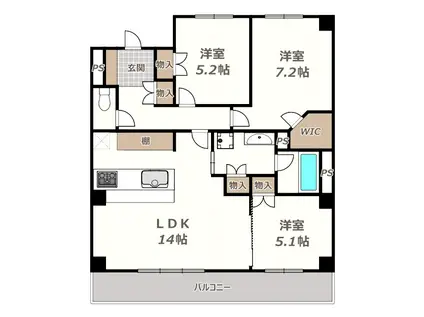 Y S相生通(3LDK/1階)の間取り写真