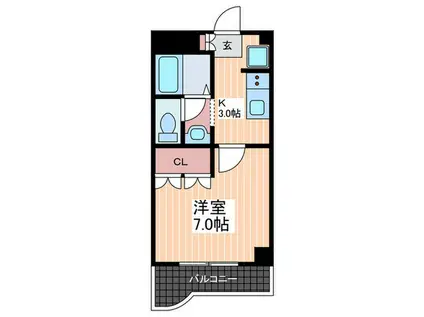 グレースクリア前空(1K/1階)の間取り写真