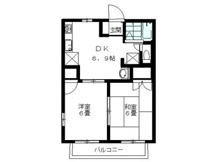 グリーンウッドI(2DK/1階)の間取り写真