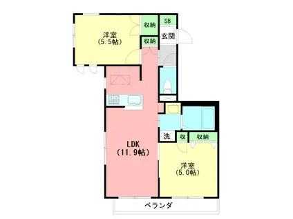 FUDO XIII(2LDK/3階)の間取り写真