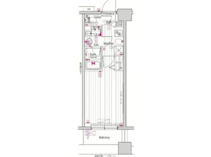 グランド・ガーラ横浜大口(1K/2階)の間取り写真