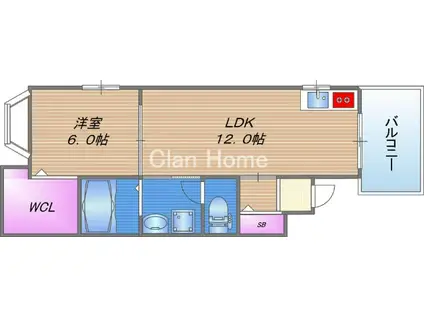 ユーズハウス中本(1LDK/2階)の間取り写真