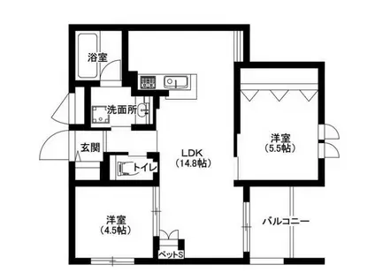ウインド バリー(2LDK/2階)の間取り写真