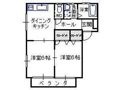 ポポラーレD(2DK/2階)の間取り写真
