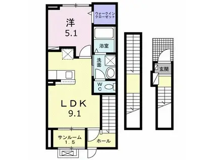 グランフォルム A(1LDK/3階)の間取り写真