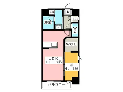 RITZ-KANO(1LDK/9階)の間取り写真