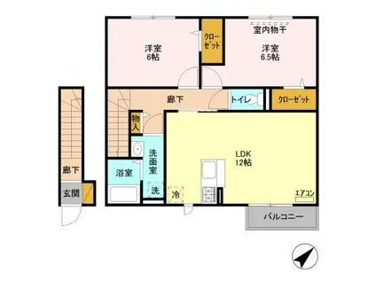 キャッスル冨士(2LDK/2階)の間取り写真