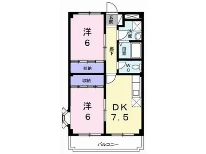 プリンスハイツ(2DK/2階)の間取り写真
