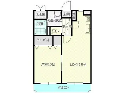 ユーミー伏石II(1LDK/3階)の間取り写真