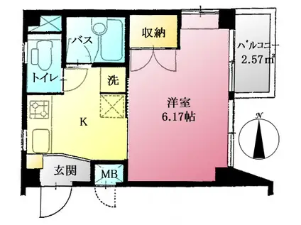 みなみのテラス(1K/2階)の間取り写真