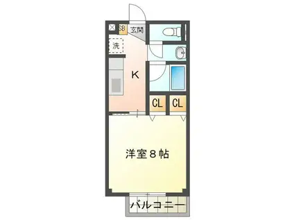 ワカバハイツ(1K/1階)の間取り写真