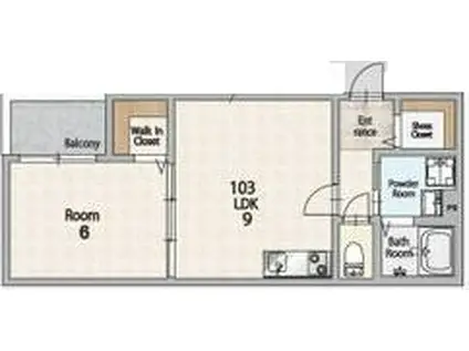 プロスパーコート住吉大社II(1LDK/1階)の間取り写真