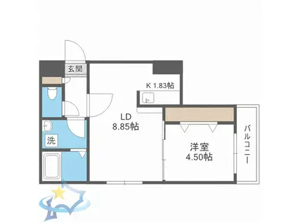 ソミューム宮の沢(1LDK/1階)の間取り写真