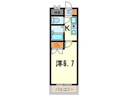 ティオ呉羽(1K/4階)の間取り写真