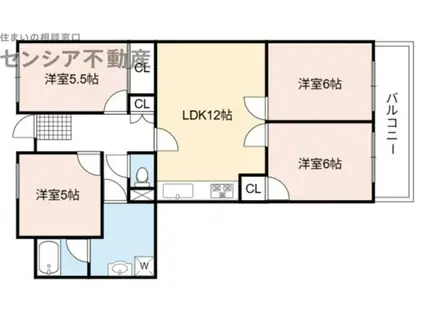 ルネ旭公園(3LDK/11階)の間取り写真