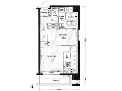 フュージョナル菊川(1LDK/3階)の間取り写真