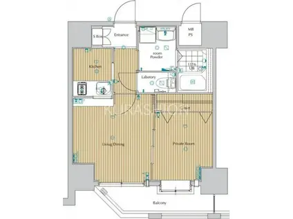 ネストピア博多駅前(1LDK/3階)の間取り写真