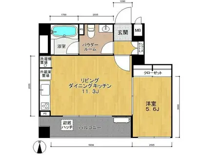 インテックスビル(1LDK/4階)の間取り写真