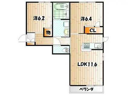 ファブリックモア(2LDK/3階)の間取り写真