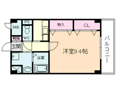 プラシード(1K/1階)の間取り写真