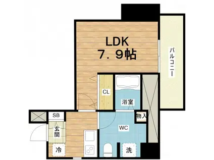 エルプレイス本町(1K/15階)の間取り写真