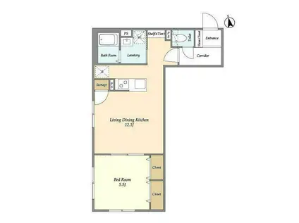 ウェルスクエア学芸大学(1LDK/5階)の間取り写真