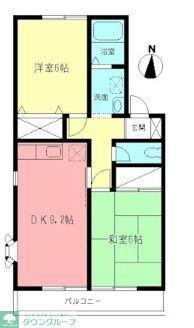 フラワーメゾン(2DK/2階)の間取り写真